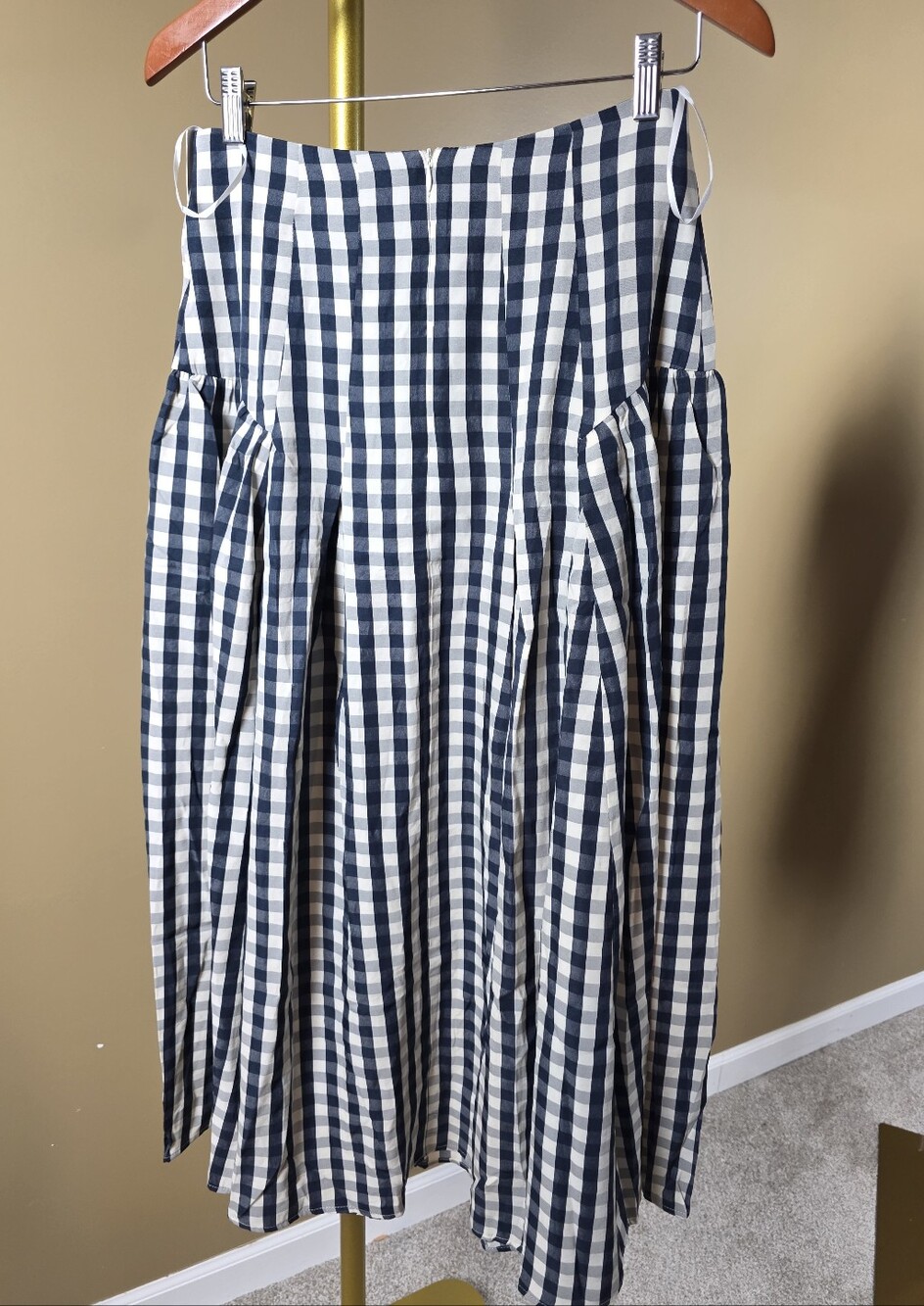 Commense Navy and White Gingham Maxi Skirt - Picture 3 of 4